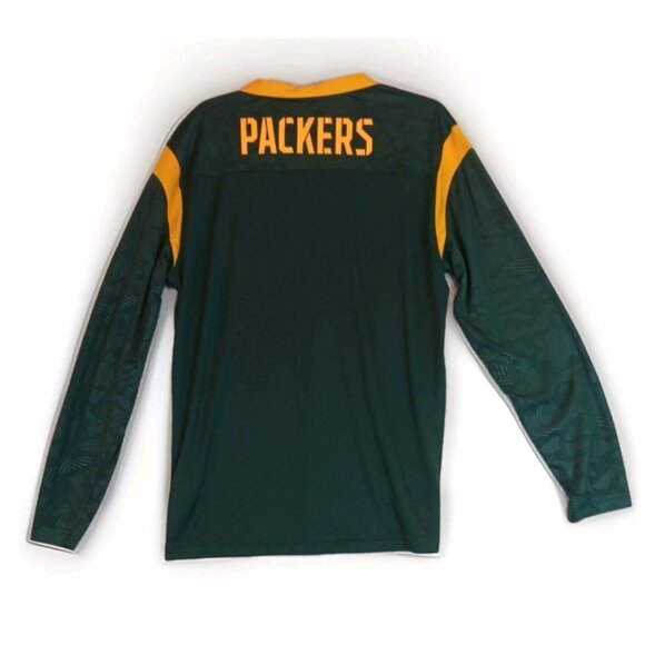 Green Bay Packers Men's Large 1/4 Zip Long Sleeve Sports Shirt in Green & Yellow - Picture 6 of 8